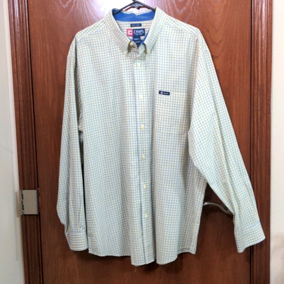 Chaps Other - Chaps Men's Yellow and Blue Plaid Long Sleeve Button-Down Shirt Size XXL